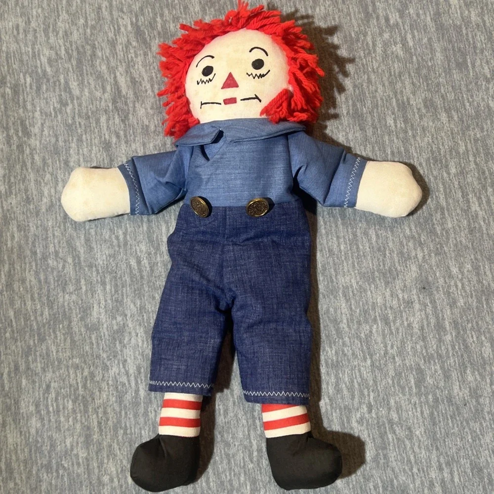Raggedy Ann and Andy Dolls With Hardcover Book Vintage Stuffed 14.5
